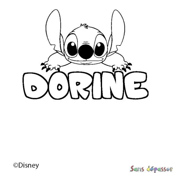 Coloriage pr&eacute;nom DORINE - d&eacute;cor Stitch
