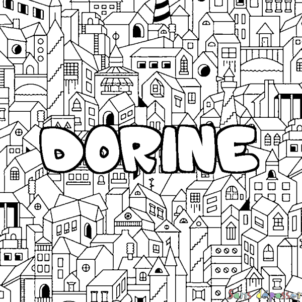 Coloriage prénom DORINE - d&eacute;cor Ville