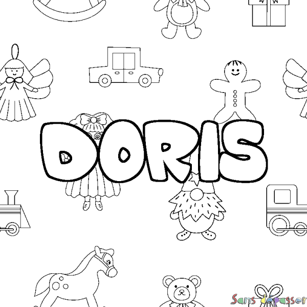 Coloriage prénom DORIS - d&eacute;cor Jouets