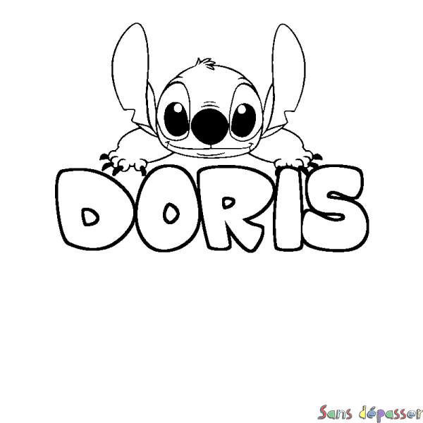 Coloriage prénom DORIS - d&eacute;cor Stitch