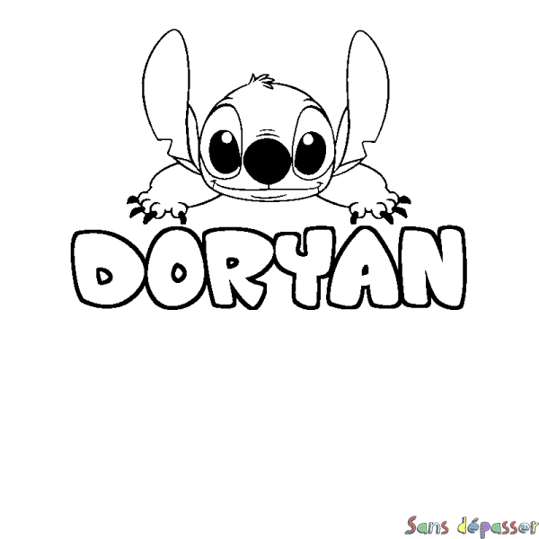 Coloriage prénom DORYAN - d&eacute;cor Stitch