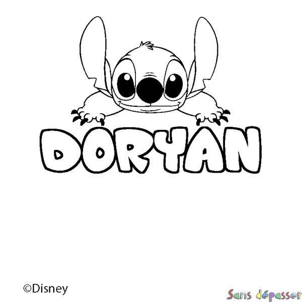 Coloriage pr&eacute;nom DORYAN - d&eacute;cor Stitch