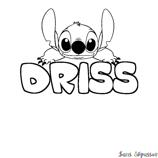 Coloriage prénom DRISS - d&eacute;cor Stitch