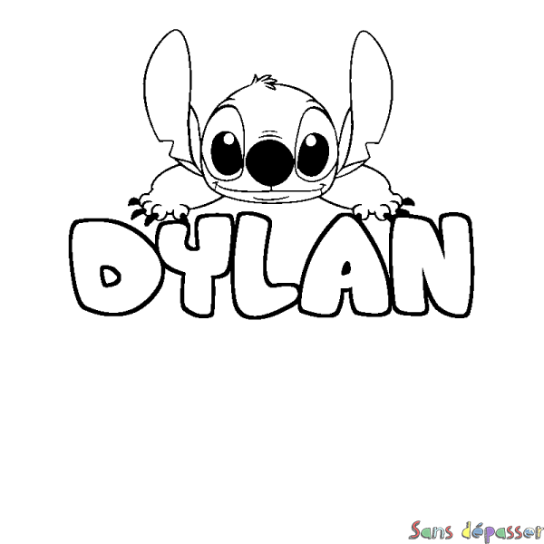 Coloriage prénom DYLAN - d&eacute;cor Stitch