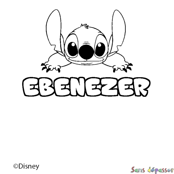 Coloriage pr&eacute;nom EBENEZER - d&eacute;cor Stitch