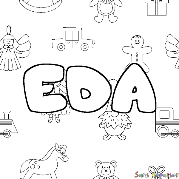 Coloriage prénom EDA - d&eacute;cor Jouets