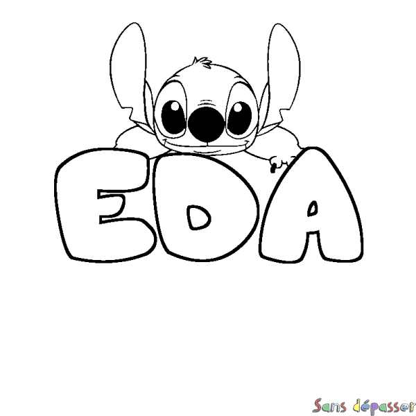 Coloriage prénom EDA - d&eacute;cor Stitch