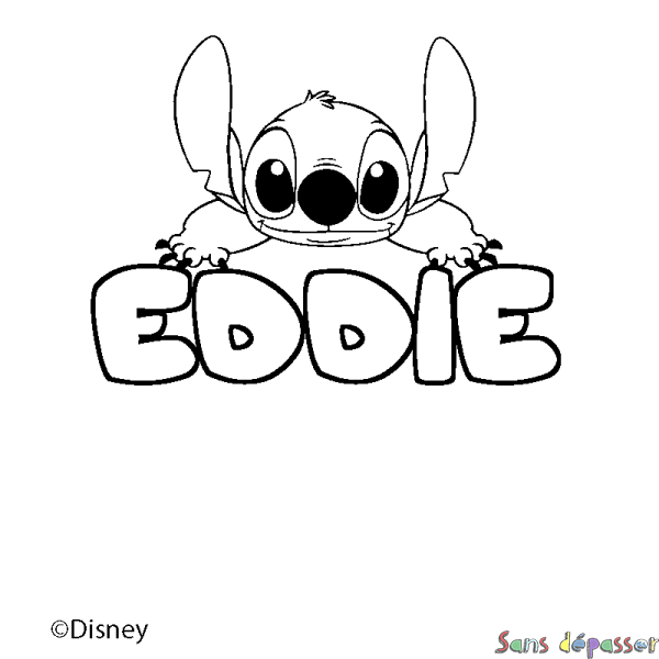 Coloriage pr&eacute;nom EDDIE - d&eacute;cor Stitch