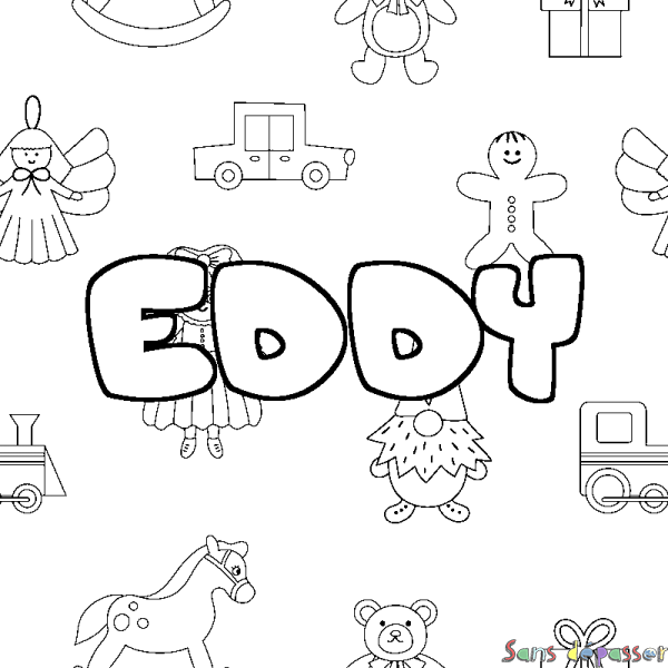 Coloriage pr&eacute;nom EDDY - d&eacute;cor Jouets