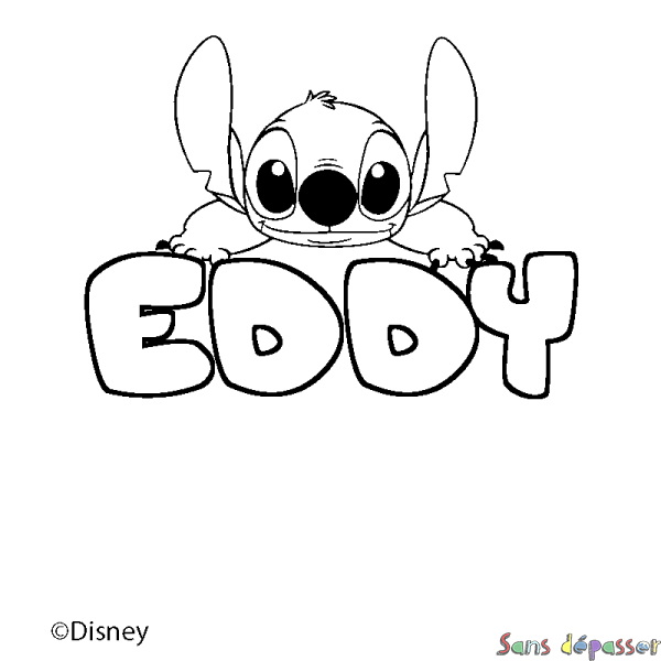Coloriage pr&eacute;nom EDDY - d&eacute;cor Stitch
