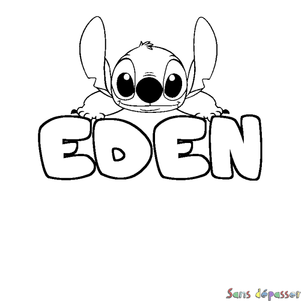 Coloriage prénom EDEN - d&eacute;cor Stitch
