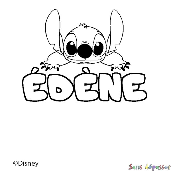 Coloriage pr&eacute;nom &Eacute;D&Egrave;NE - d&eacute;cor Stitch