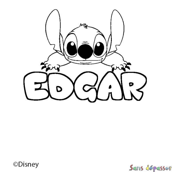 Coloriage pr&eacute;nom EDGAR - d&eacute;cor Stitch