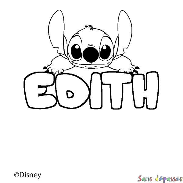Coloriage pr&eacute;nom EDITH - d&eacute;cor Stitch
