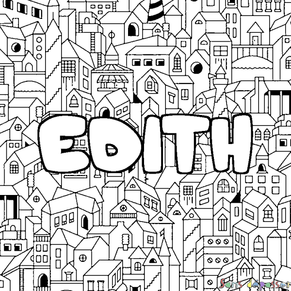 Coloriage prénom EDITH - d&eacute;cor Ville
