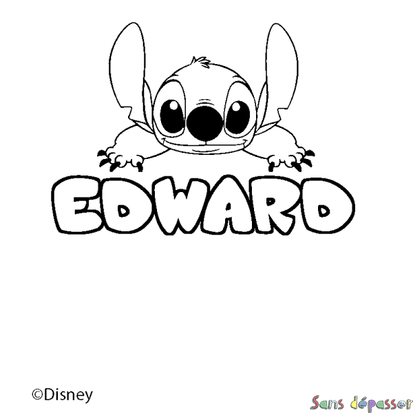 Coloriage pr&eacute;nom EDWARD - d&eacute;cor Stitch