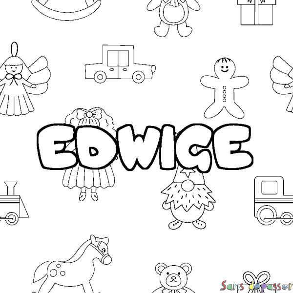 Coloriage prénom EDWIGE - d&eacute;cor Jouets