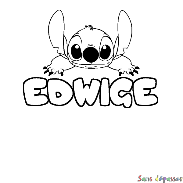 Coloriage prénom EDWIGE - d&eacute;cor Stitch