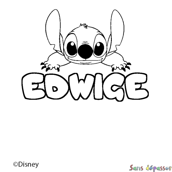 Coloriage pr&eacute;nom EDWIGE - d&eacute;cor Stitch