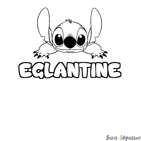 Coloriage prénom EGLANTINE - d&eacute;cor Stitch