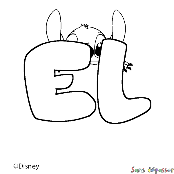 Coloriage pr&eacute;nom EL - d&eacute;cor Stitch