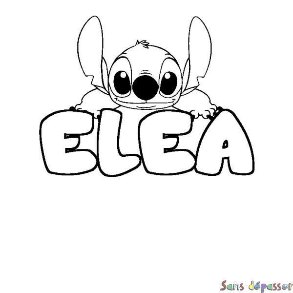 Coloriage prénom ELEA - d&eacute;cor Stitch