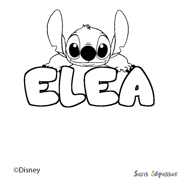 Coloriage pr&eacute;nom ELEA - d&eacute;cor Stitch