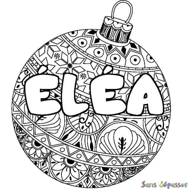 Coloriage pr&eacute;nom &Eacute;L&Eacute;A - d&eacute;cor Boule de No&euml;l
