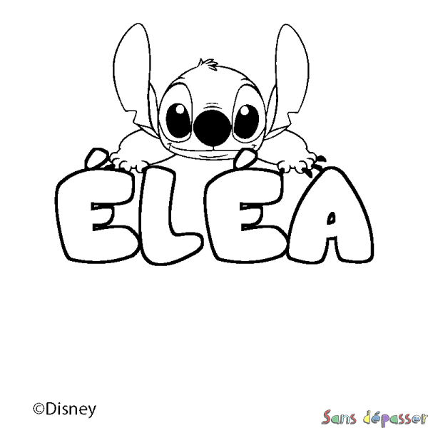 Coloriage pr&eacute;nom &Eacute;L&Eacute;A - d&eacute;cor Stitch
