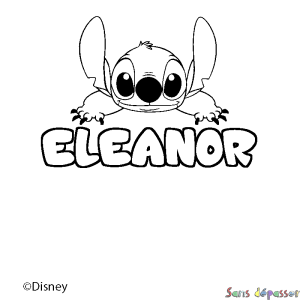 Coloriage pr&eacute;nom ELEANOR - d&eacute;cor Stitch