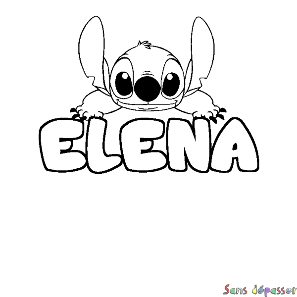 Coloriage prénom ELENA - d&eacute;cor Stitch