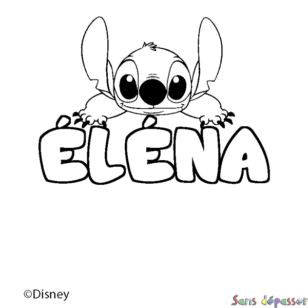Coloriage pr&eacute;nom &Eacute;L&Eacute;NA - d&eacute;cor Stitch