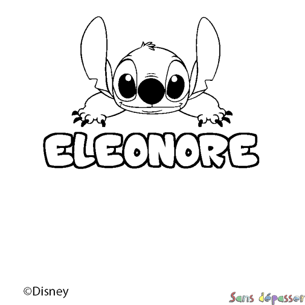 Coloriage pr&eacute;nom ELEONORE - d&eacute;cor Stitch
