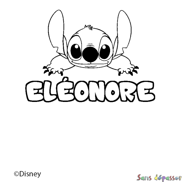 Coloriage pr&eacute;nom EL&Eacute;ONORE - d&eacute;cor Stitch