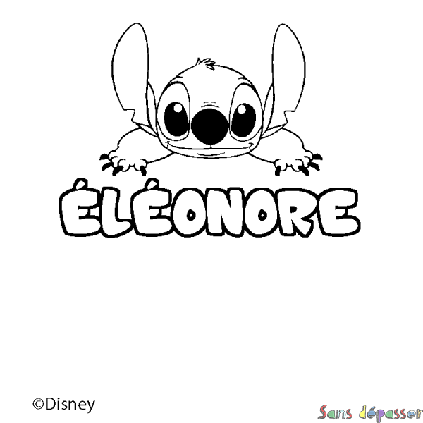 Coloriage pr&eacute;nom &Eacute;L&Eacute;ONORE - d&eacute;cor Stitch