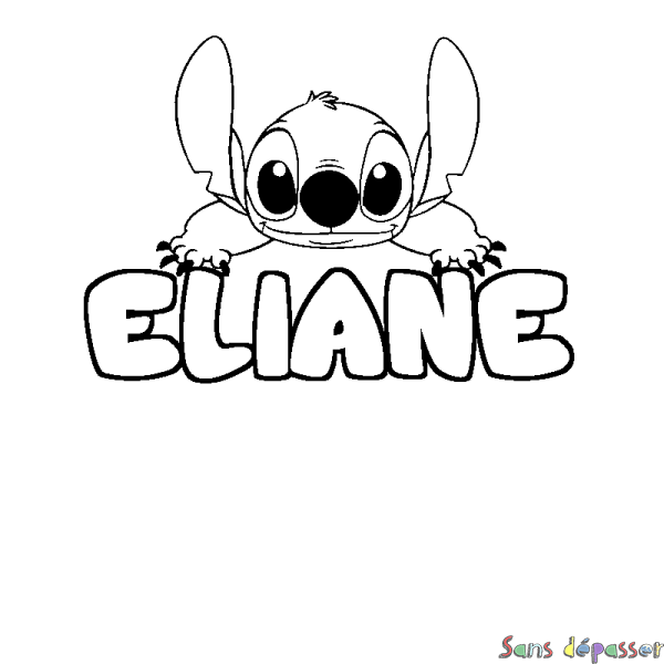 Coloriage prénom ELIANE - d&eacute;cor Stitch