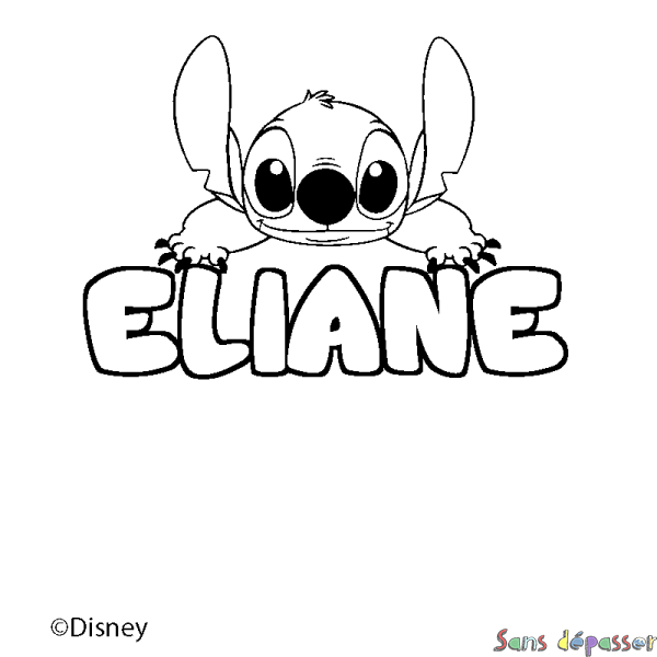 Coloriage pr&eacute;nom ELIANE - d&eacute;cor Stitch