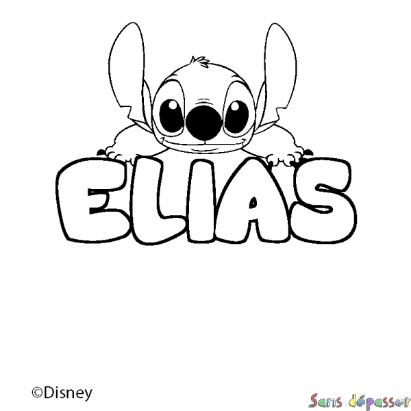 Coloriage pr&eacute;nom ELIAS - d&eacute;cor Stitch