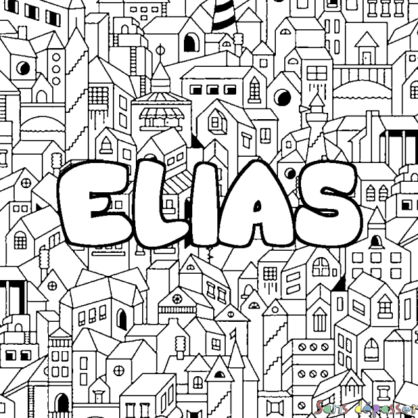 Coloriage prénom ELIAS - d&eacute;cor Ville