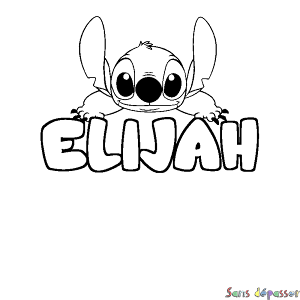 Coloriage prénom ELIJAH - d&eacute;cor Stitch