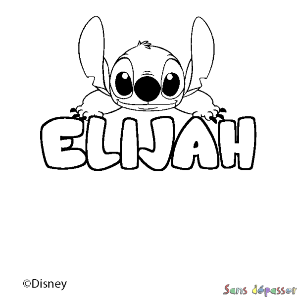 Coloriage pr&eacute;nom ELIJAH - d&eacute;cor Stitch