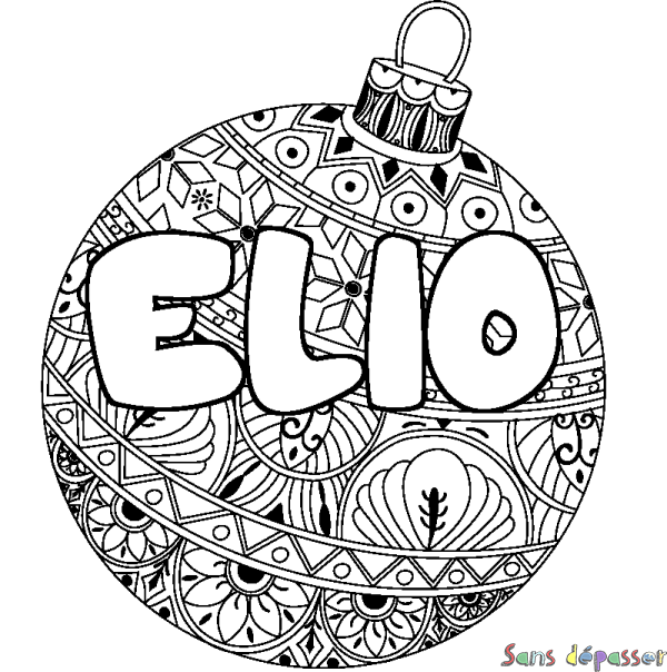 Coloriage pr&eacute;nom ELIO - d&eacute;cor Boule de No&euml;l