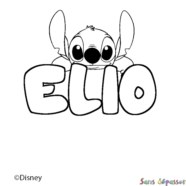 Coloriage pr&eacute;nom ELIO - d&eacute;cor Stitch