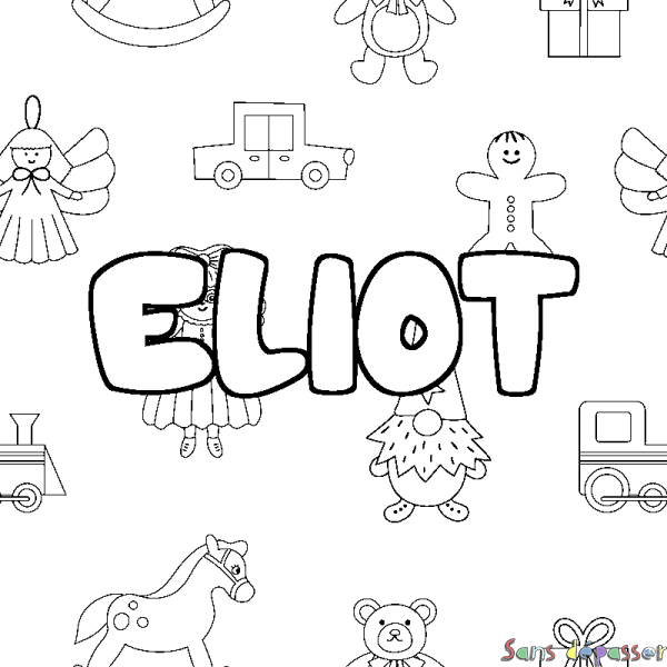 Coloriage prénom ELIOT - d&eacute;cor Jouets