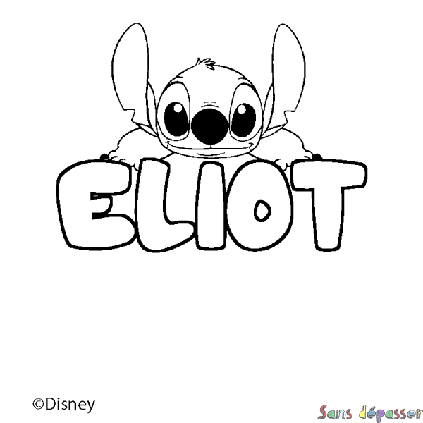 Coloriage pr&eacute;nom ELIOT - d&eacute;cor Stitch
