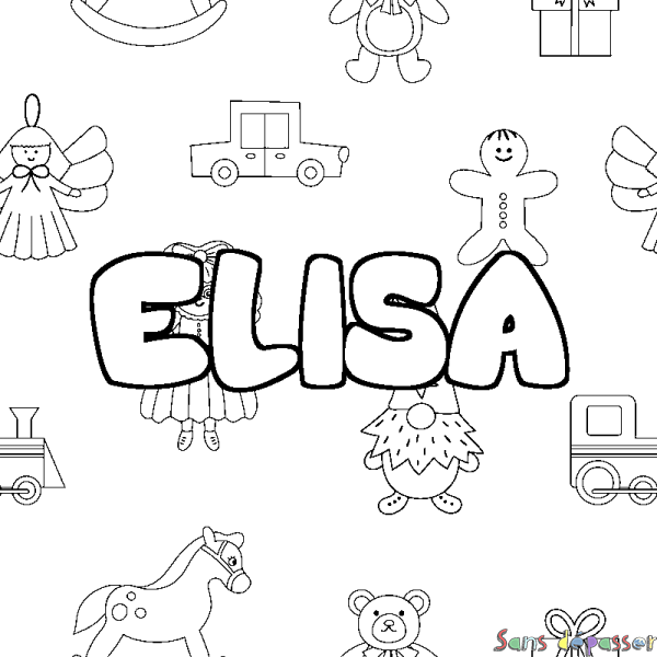 Coloriage prénom ELISA - d&eacute;cor Jouets