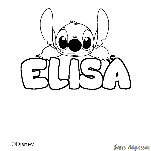 Coloriage pr&eacute;nom ELISA - d&eacute;cor Stitch
