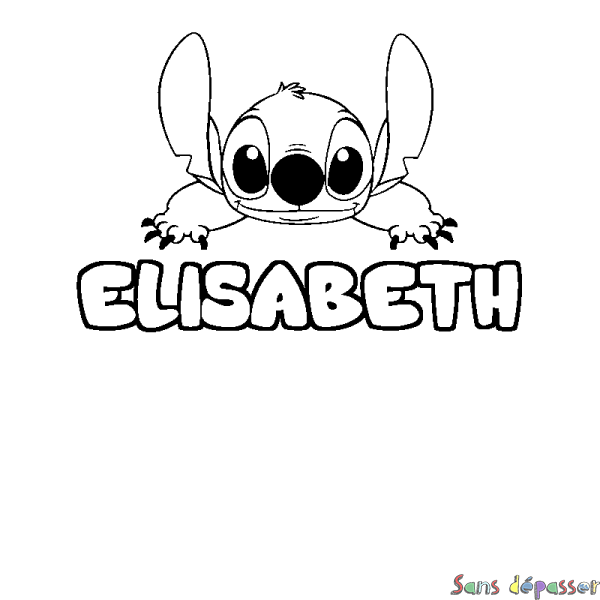 Coloriage prénom ELISABETH - d&eacute;cor Stitch