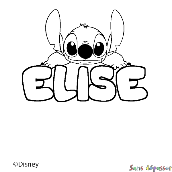 Coloriage pr&eacute;nom ELISE - d&eacute;cor Stitch