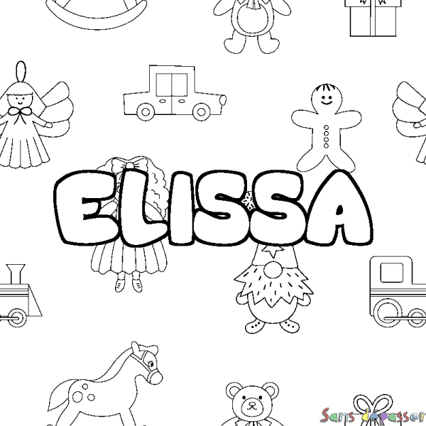 Coloriage prénom ELISSA - d&eacute;cor Jouets
